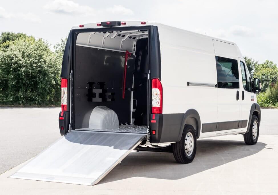 integrated ramp in crew cab cargo vehicle